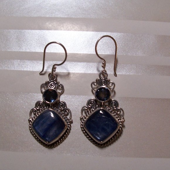 Sterling Silver Blue Gemstone Earrings - Picture 1 of 5